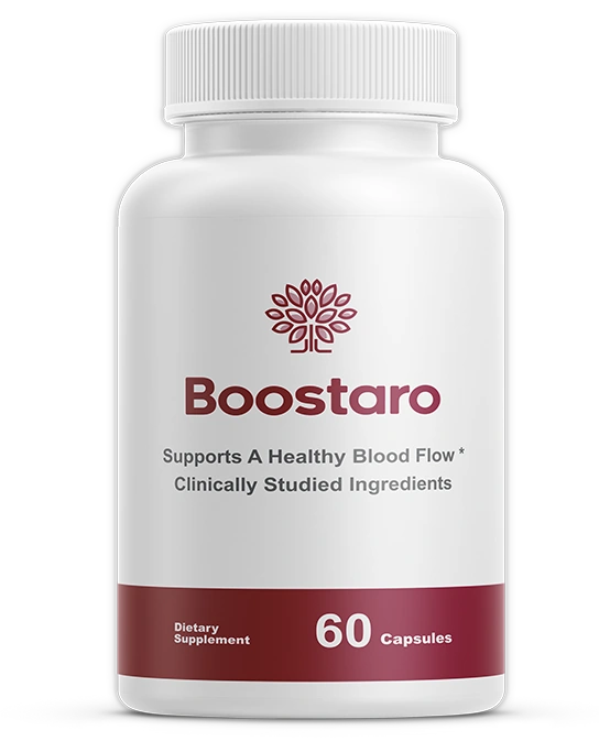 The Boostaro bottle photographed larger, showing the front label